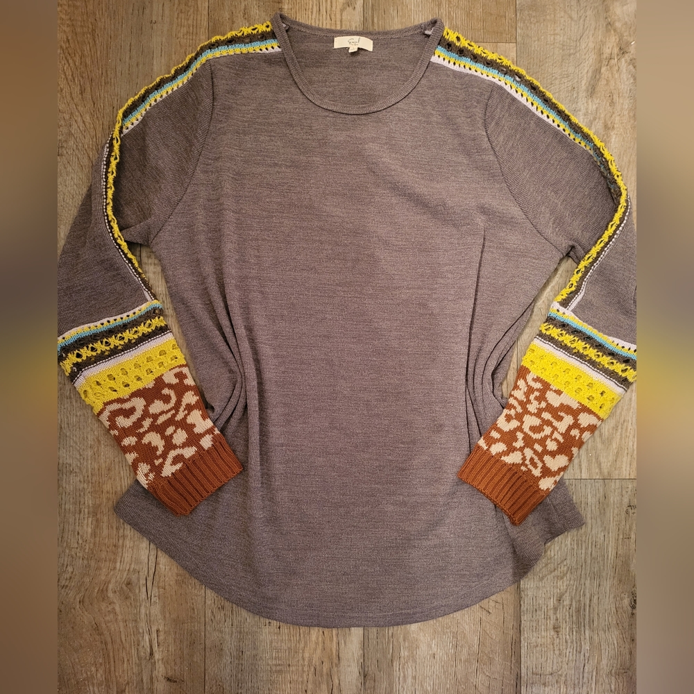 Easel mixed prints long sleeve top